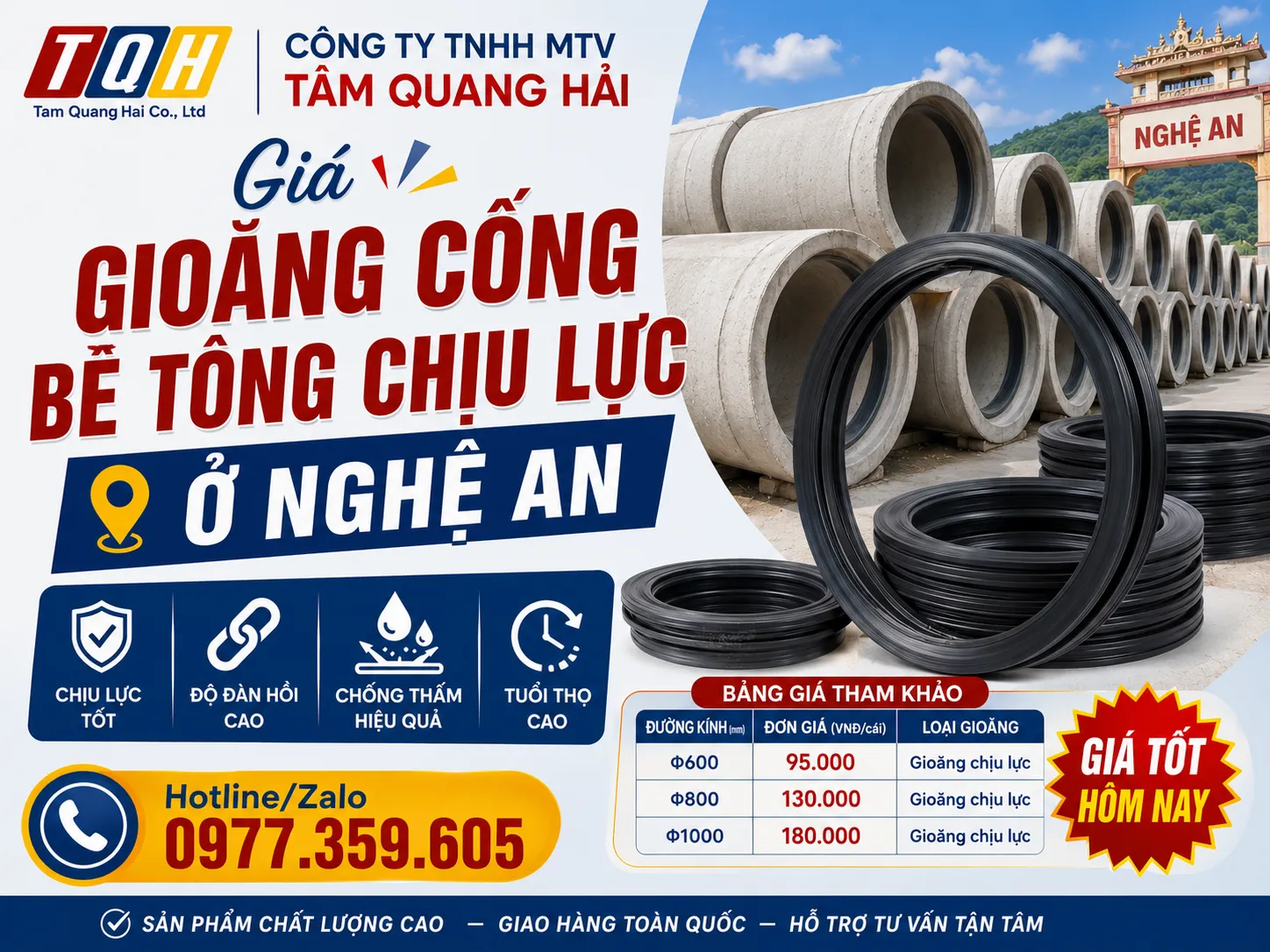 Giá gioăng cống bê tông chịu lực ở Nghệ An